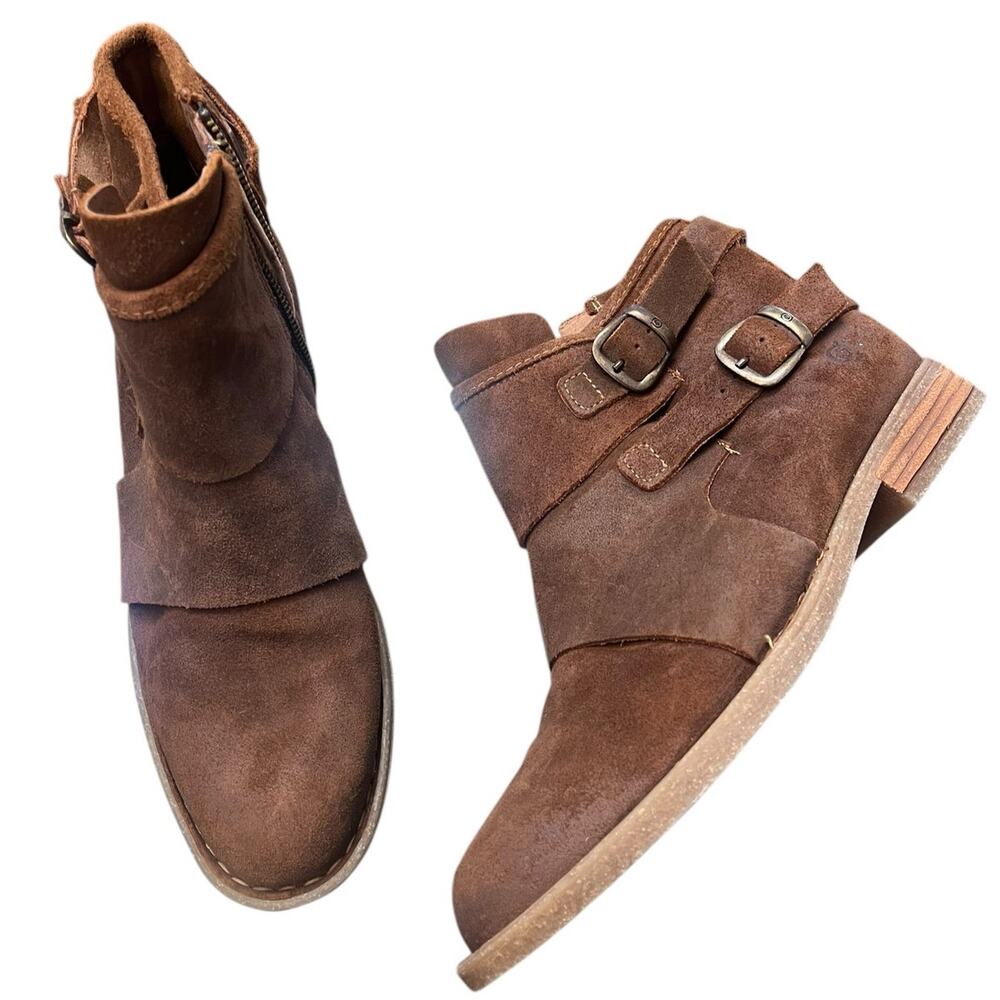 Born MORAGA Distressed Suede Booties Buckle Ankle Boot | Sz 9 Brown NEW - Picture 15 of 16
